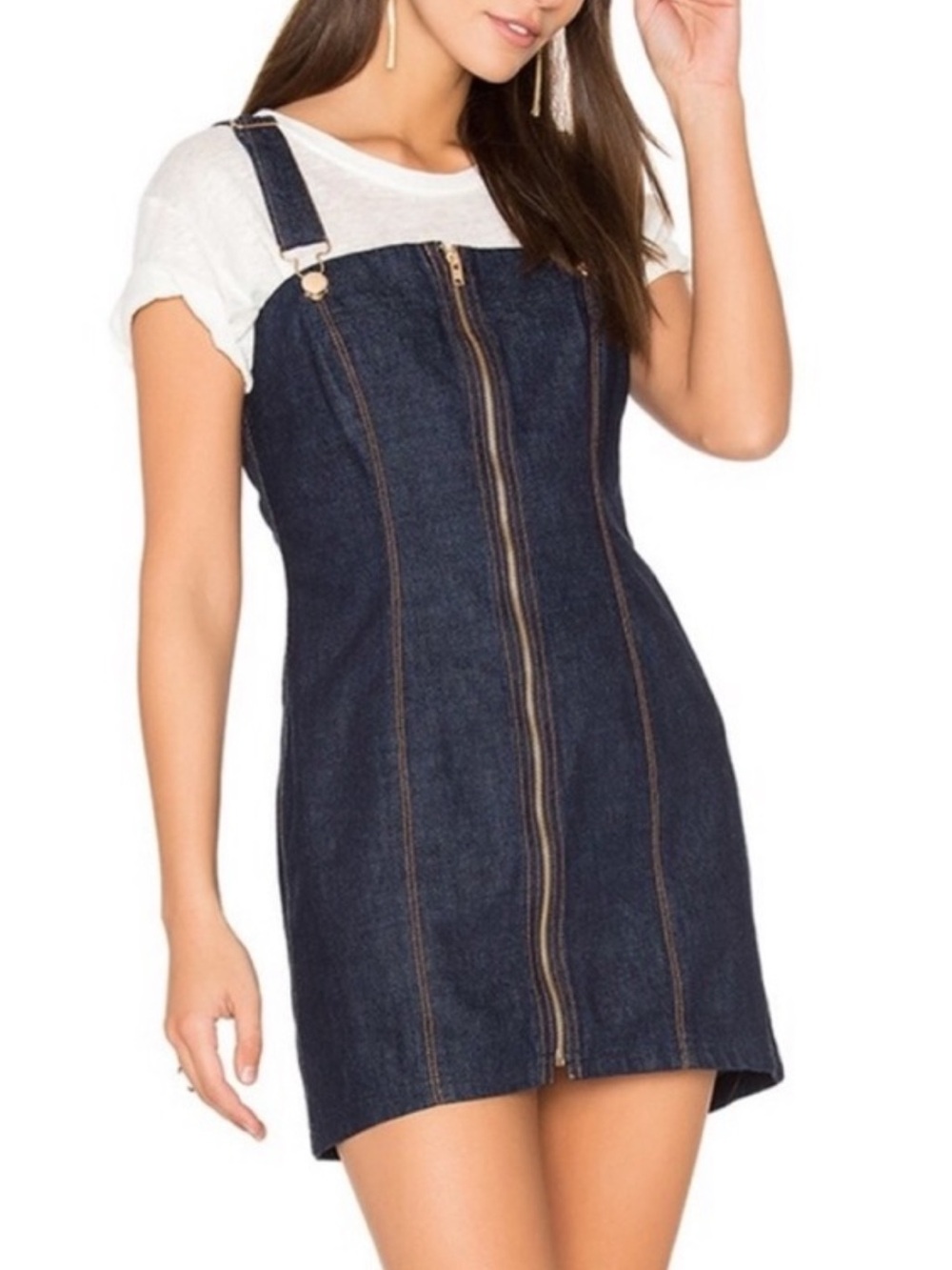 Alice McCall Hello It’s Me Dark Wash Mini Denim Front Zip Dress Size 4